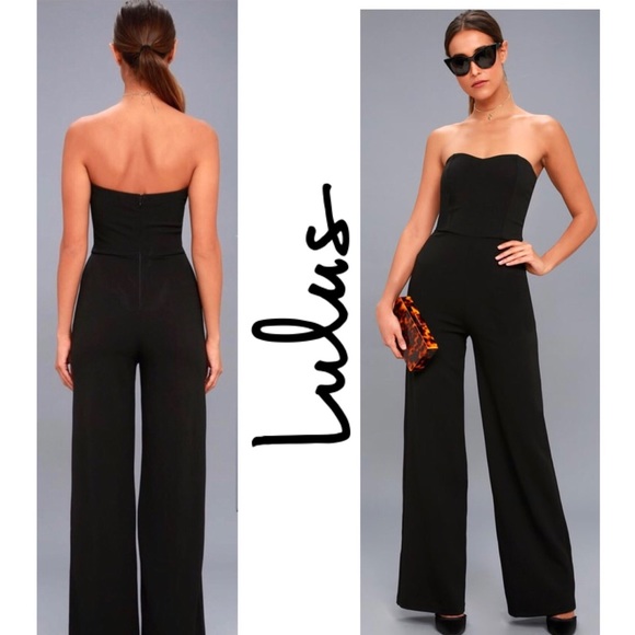 Lulus Pants - Lulu’s EDITH BLACK STRAPLESS JUMPSUIT
Size S